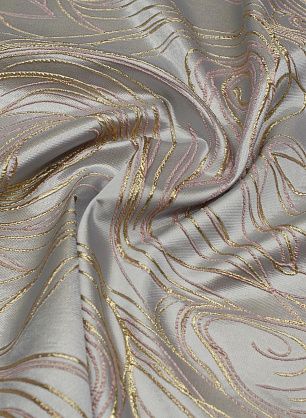 Жаккард матлассе с люрексом (н) розово-золотая абстракция на серебряном - в интернет-магазине тканей Тессутидея арт. 03-6940