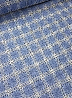 Костюмная (н) бело-голубая клетка ш-150см Loro Piana - в интернет-магазине тканей Тессутидея арт. 05-2416