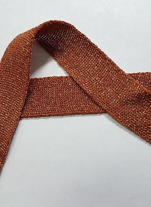 Тесьма трикотажная с люрексом (о) терракотовая ш-2,3см - в интернет-магазине тканей Тессутидея арт. F-5191