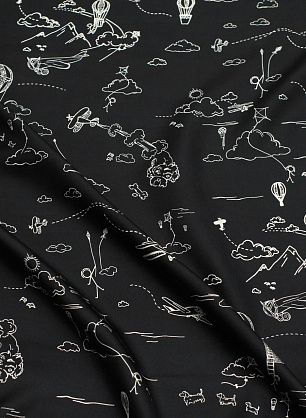 Шелк твил (н) белый рисунок на темно-синем - в интернет-магазине тканей Тессутидея арт. 10-4673