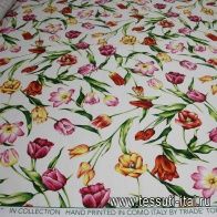 Хлопок (н) тюльпаны на белом ш-150см - итальянские ткани Тессутидея арт. 01-3155