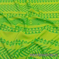 Плательная вискоза (н) салатово-зеленый геометрический рисунок - итальянские ткани Тессутидея арт. 04-1458