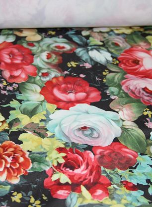 Плащевая (н) яркий цветочный орнамент ш-150см - в интернет-магазине тканей Тессутидея арт. 11-0335