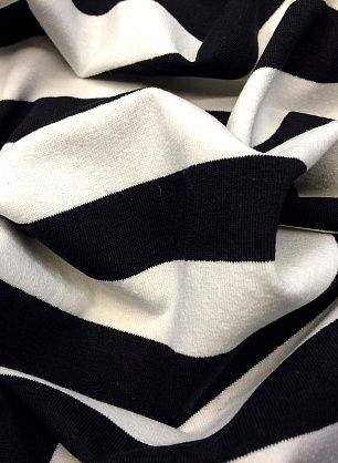 Трикотаж хлопок (н) черно-белая полоска - в интернет-магазине тканей Тессутидея арт. 12-0846