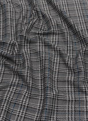 Джерси (н) черно-бело-синяя стилизованная клетка - в интернет-магазине тканей Тессутидея арт. 13-1545