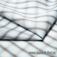 Сорочечная клетка стрейч (н) коричнево-бело-голубая - итальянские ткани Тессутидея арт. 01-3493