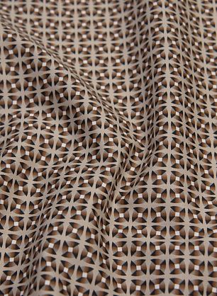 Сорочечная (н) серо-коричневый геометрический принт на бежевом - в интернет-магазине тканей Тессутидея арт. 01-6223