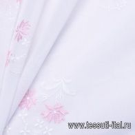 Плательная (н) бело-розовая вышивка на белом - итальянские ткани Тессутидея арт. 03-5984
