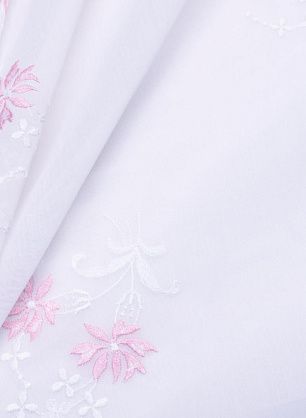 Плательная (н) бело-розовая вышивка на белом - в интернет-магазине тканей Тессутидея арт. 03-5984