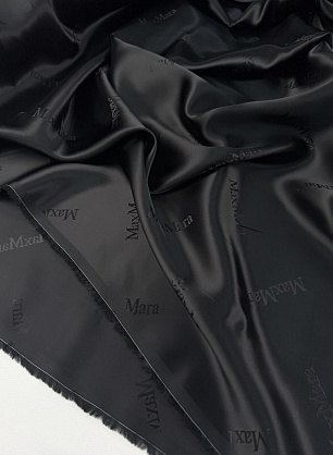 Подкладочная вискоза с надписью (о) черная - в интернет-магазине тканей Тессутидея арт. 08-1679