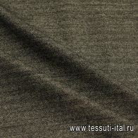 Костюмная шерсть+лен (н) черно-молочная елочка - итальянские ткани Тессутидея арт. 05-5038
