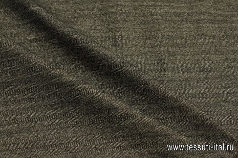 Костюмная шерсть+лен (н) черно-молочная елочка - итальянские ткани Тессутидея арт. 05-5038