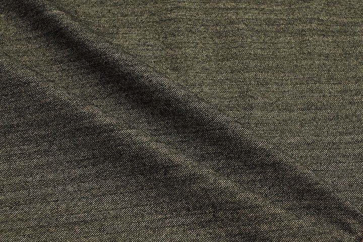 Костюмная шерсть+лен (н) черно-молочная елочка - итальянские ткани Тессутидея арт. 05-5038