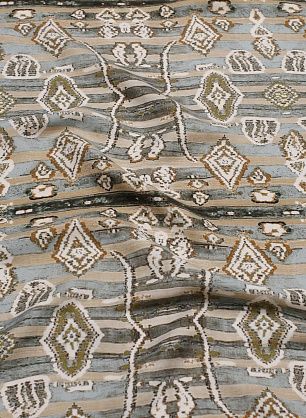 Плательная купра (н) бежево-бирюзовая абстракция - в интернет-магазине тканей Тессутидея арт. 04-1660