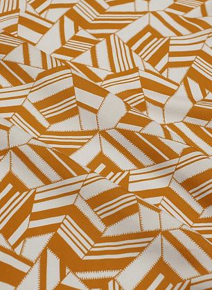 Шелк атлас (н) серо-оранжевый геометрический рисунок - в интернет-магазине тканей Тессутидея арт. 10-4471