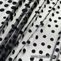 Сетка плательная (о) черный горох на черном - итальянские ткани Тессутидея арт. 03-5934