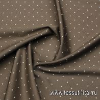 Хлопок стрейч 280 г/м (н) белый горох на коричневом - итальянские ткани Тессутидея арт. 01-7651