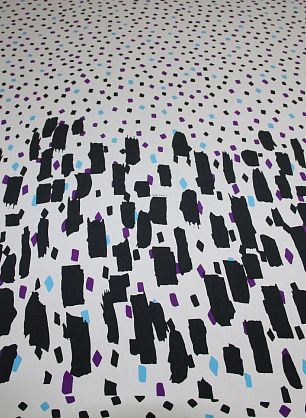 Крепдешин купон (1,5м) (н) черно-фиолетово-голубой геометрический орнамент VIONNET - в интернет-магазине тканей Тессутидея арт. 02-5403