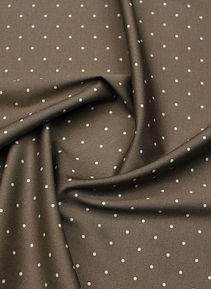 Хлопок стрейч 280 г/м (н) белый горох на коричневом - в интернет-магазине тканей Тессутидея арт. 01-7651
