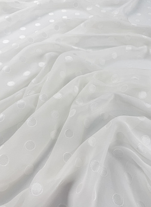 Шифон филькупе (о) белый горох на белом - в интернет-магазине тканей Тессутидея арт. 10-5152