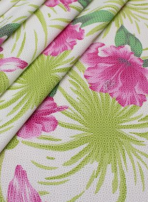 Хлопок (н) розово-салатовый цветочный орнамент - в интернет-магазине тканей Тессутидея арт. 01-5353