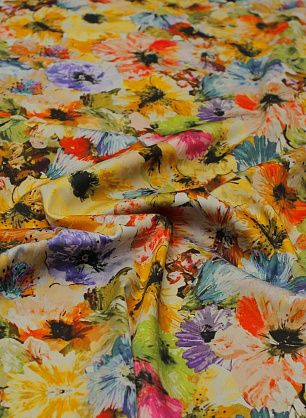 Хлопок стрейч (н) яркий цветочный рисунок - в интернет-магазине тканей Тессутидея арт. 01-7153