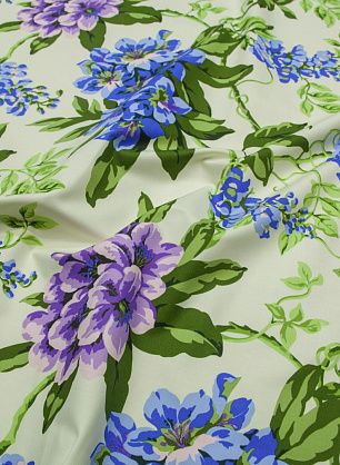 Плательная (н) розово-зелено-голубой цветочный орнамент на светло-желтом - в интернет-магазине тканей Тессутидея арт. 01-4510