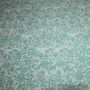 Жаккард (н) бело-зеленый орнамент  - итальянские ткани Тессутидея арт. 03-2929