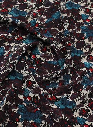 Крепдешин (н) бирюзово-баклажановый рисунок  - в интернет-магазине тканей Тессутидея арт. 10-4143