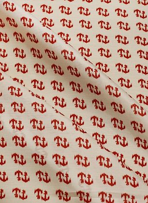 Шифон (н) красные якоря на белом - в интернет-магазине тканей Тессутидея арт. 10-4053