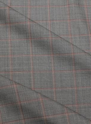 Костюмная стрейч (н) серо-бело-красная клетка - в интернет-магазине тканей Тессутидея арт. 05-4735