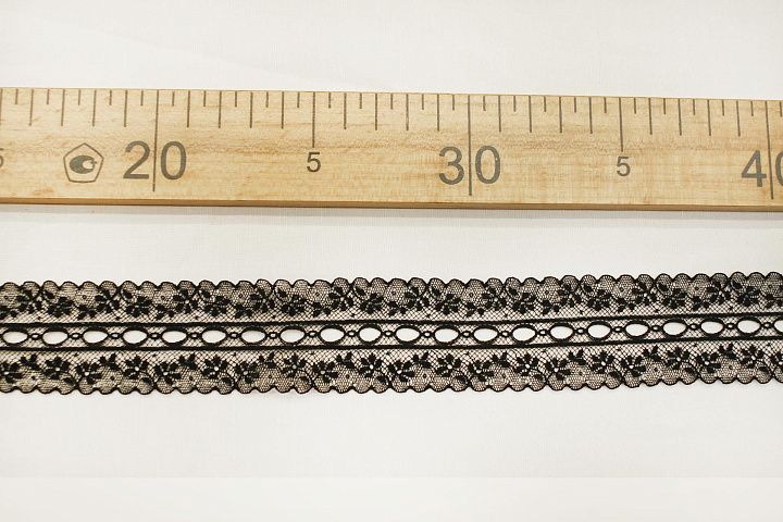 Кружево черное ш-3,7см - итальянские ткани Тессутидея арт. 01-7912