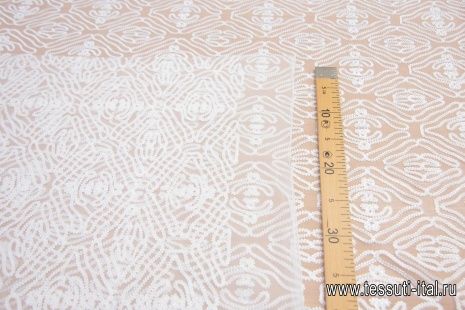 Сетка плательная расшитая тесьмой (о) айвори - итальянские ткани Тессутидея арт. 03-6685