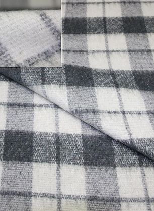 Пальтовая ворсовая клетка (н) серо-белая - в интернет-магазине тканей Тессутидея арт. 09-1017