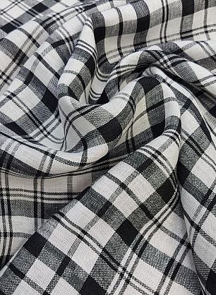 Лен (н) черно-белая клетка - в интернет-магазине тканей Тессутидея арт. 16-0512