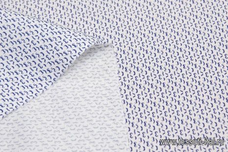 Сорочечная (н) мелкий синий рисунок на белом - итальянские ткани Тессутидея арт. 01-6111