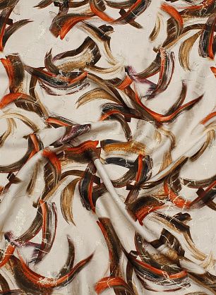 Шелк филькупе с люрексом (н) красно-коричневый рисунок на бежевом - в интернет-магазине тканей Тессутидея арт. 10-3750