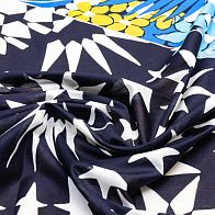 Батист платочный купон (1,45м) (н) абстракция из цветов и звезд на черно-бело-голубом - итальянские ткани Тессутидея арт. 01-4886
