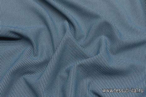 Жаккард стрейч (н) сине-бело-черный геометрический принт - итальянские ткани Тессутидея арт. 03-6758
