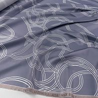 Шелк твил (н) белая геометрическая абстракция на серо-голубом - итальянские ткани Тессутидея арт. 10-4874