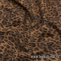 Плательная стрейч (н) бежево-коричневый хичный принт - итальянские ткани Тессутидея арт. 17-1019