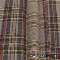 Костюмная (н) бежево-серо-коричневая клетка - итальянские ткани Тессутидея арт. 05-4205