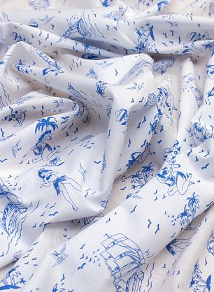 Хлопок (н) морская тема на белом - в интернет-магазине тканей Тессутидея арт. 01-5356