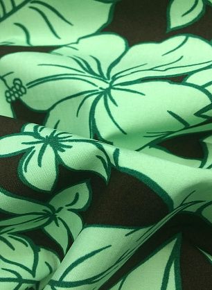 Плательная (н) зеленый цветочный орнамент на коричневом - в интернет-магазине тканей Тессутидея арт. 01-3977