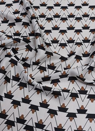 Плательная вискоза (н) черно-бело-коричневый геометрический рисунок - в интернет-магазине тканей Тессутидея арт. 04-1452