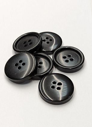 Пуговица костюмная пластик 4 прокола d-22мм черная - итальянские ткани Тессутидея F-6097