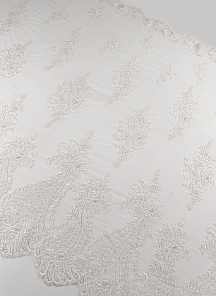 Кружевное полотно расшитое жемчугом и стеклярусом (о) айвори Elie Saab - в интернет-магазине тканей Тессутидея арт. 03-6244