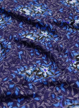 Шелк дама (н) растительный рисунок на темно-синем - в интернет-магазине тканей Тессутидея арт. 10-1640