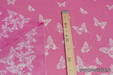Маркизет (н) белые бабочки на розовом - итальянские ткани Тессутидея арт. 10-2446