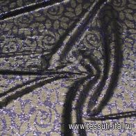 Плательная сетка расшитая пайетками (н) серо-синяя - итальянские ткани Тессутидея арт. 03-7000